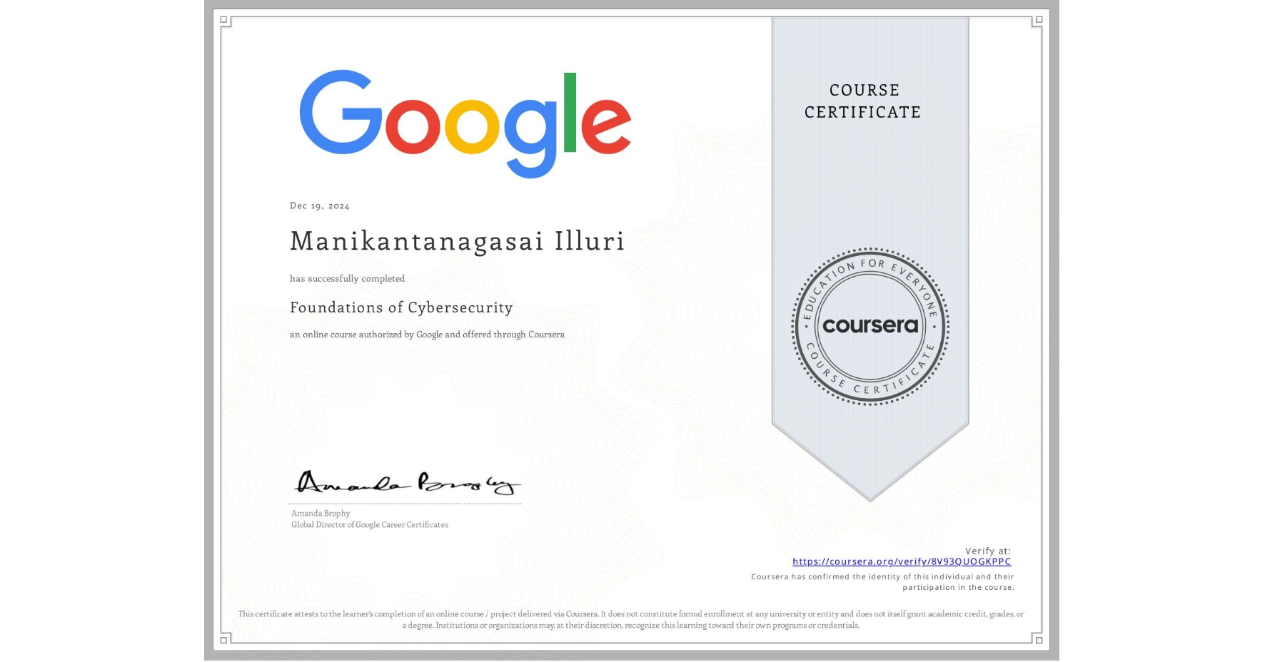 Google Foundations of Cybersecurity